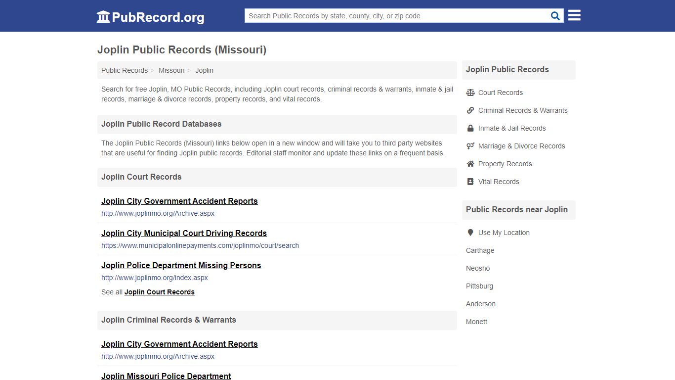Free Joplin Public Records (Missouri Public Records)